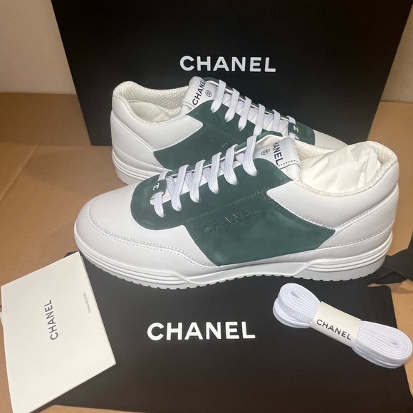 Authentic Chanel Calfskin Suede Coco Mark Logo Women’s sneakers size 40 - Picture 1 of 15